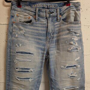 American Eagle Athletic Fit Distressed Jeans Men 28x28 light wash organic